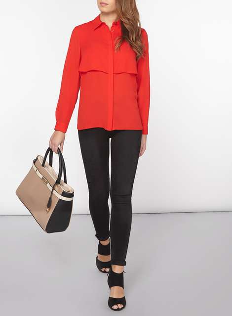 **Petite Red Double Layered Shirt